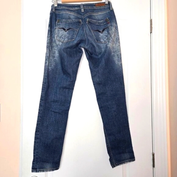 Replay Y2K Blue Rockxanne Jeans with Unique Pattern, Size 28/30, Made In Italy - Picture 3 of 16